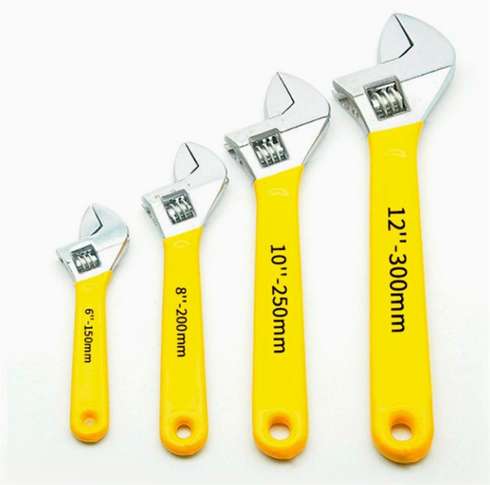 12-Inch Multi-functional Adjustable Wrench With Wide Jaw And Dip-Coated Handle