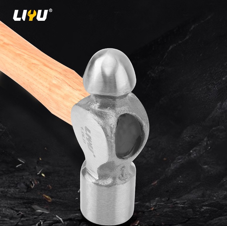 Round Head Hammer Wooden Hammer Installation Hammer Woodworking Fitter Hammer Iron Domestic Hammer 1LB factory