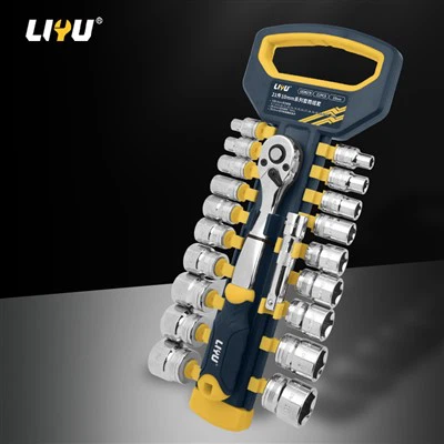 Industrial-grade 12.5mm Dafei Sleeve Fast Ratchet Socket Wrench Set Auto Repair Tool Set 21-piece Set