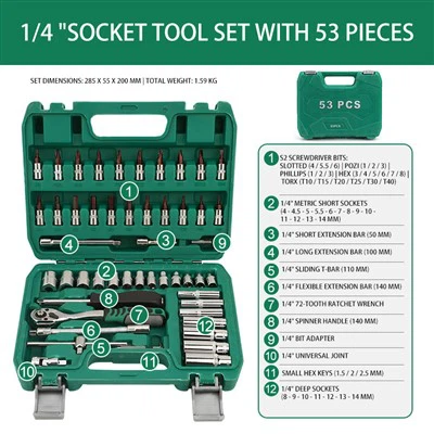 Multifunctional Socket Wrench Set 1/4" 53PCS