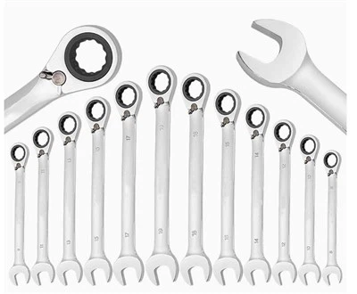 Reversible Metric Fixed-Head Dual-Purpose Ratchet Combination Wrench 17mm Automotive Repair Tool